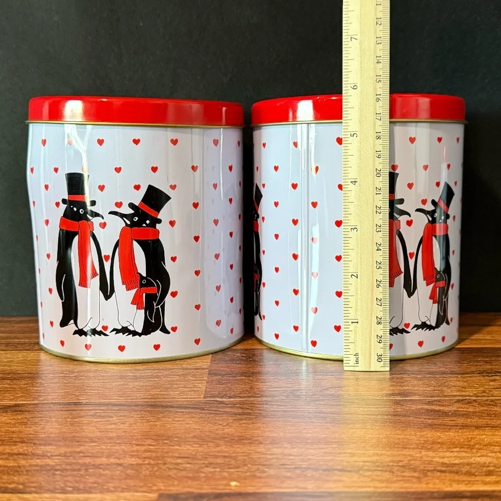 6 Penguin Tins with Hearts